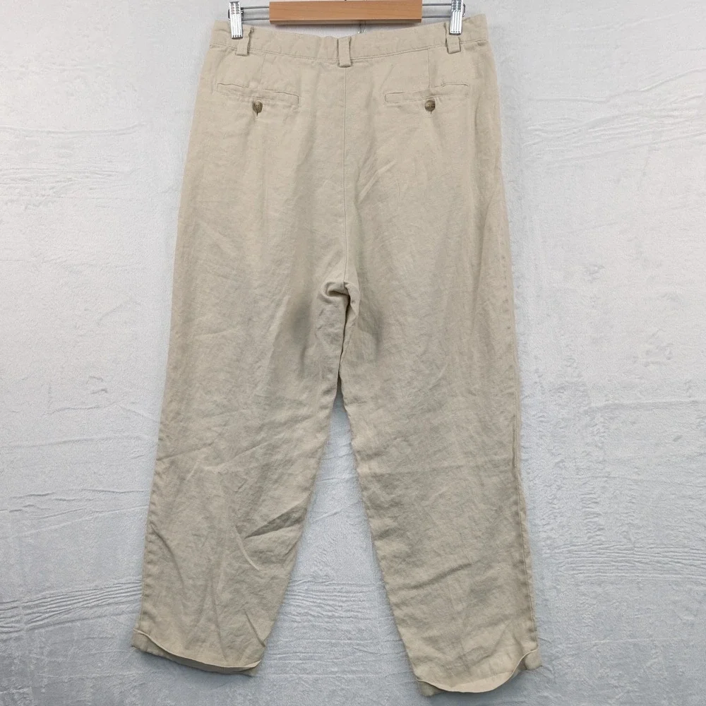 VTG Gap Pants Men's 34x29 Beige Linen Pleated Easy Fit Old Money Coastal 90s